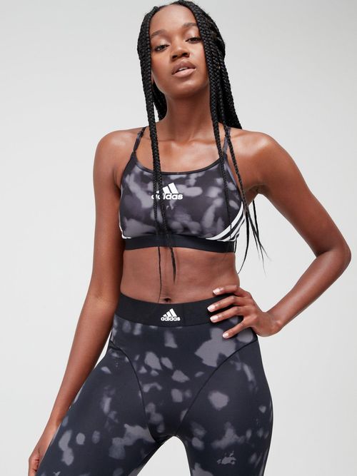 Buy Adidas Aeroreact Light Support Hyperglam Printed Bra In Grey