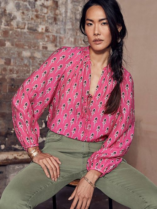 Mint Velvet Kelly Print Boho Blouse - Neutral | Compare | Grazia