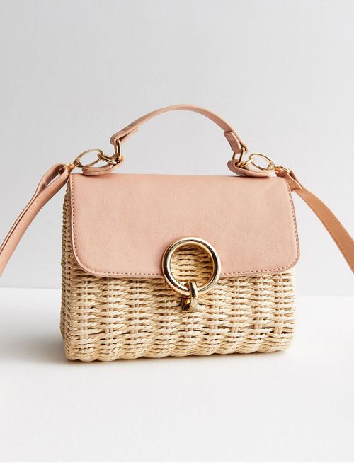 Stone Straw Effect Cross Body Bag