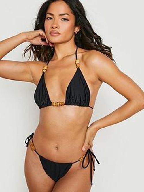 Boohoo Beaded Tie Side Bikini...