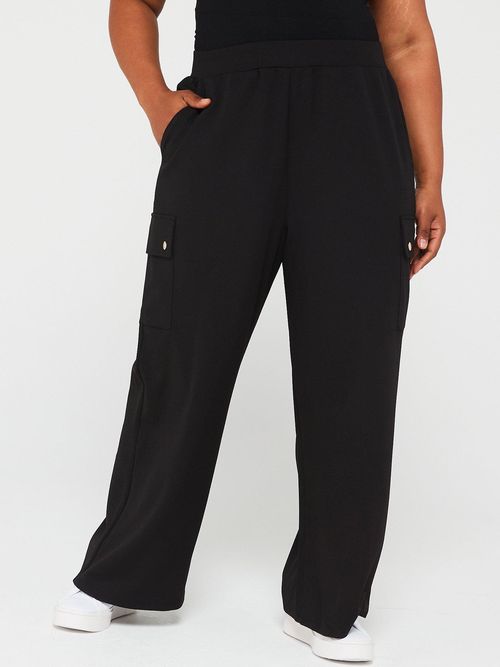 Wide Leg Stretch Trouser - Black