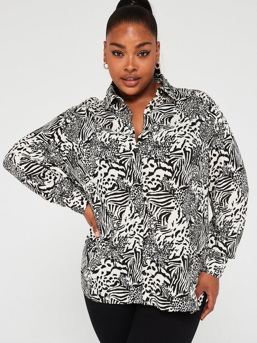 V by Very Curve Longline Blouse - Black