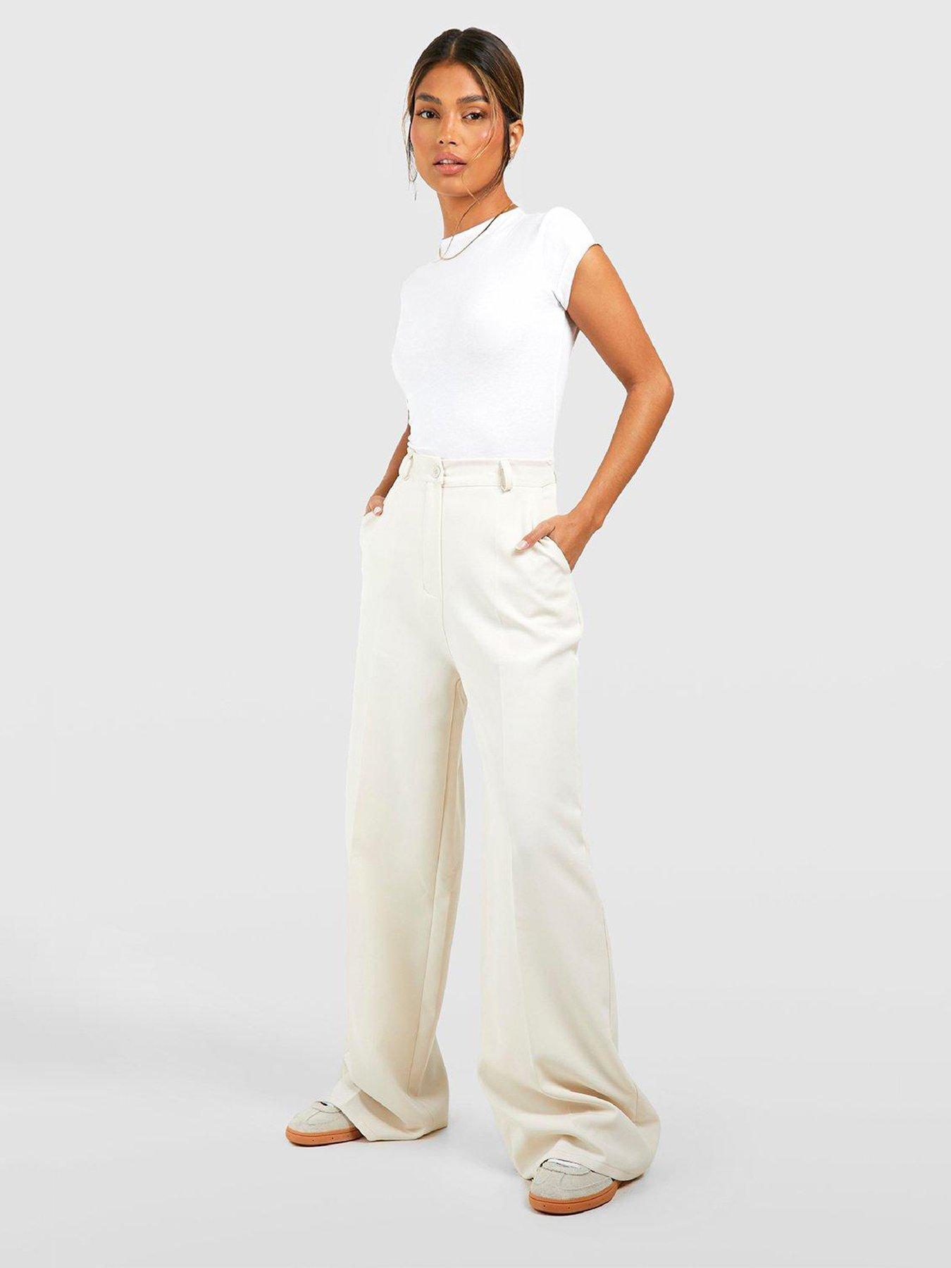 Linen Look Ruffle Crop & Wide Leg Pants | boohoo