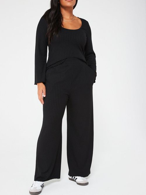 Wide Leg Stretch Trouser - Black