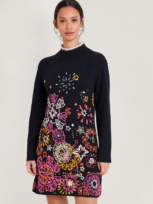 Monsoon Fari Embroidered Fringe Dress - Black, £175.00