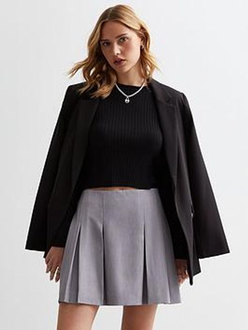 New Look Grey Pleated Mini...