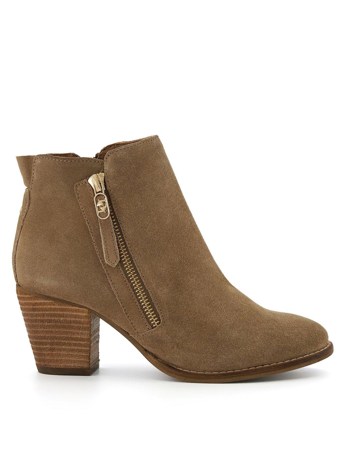 Dune London Dune Paicey Mid Block Leather Heel Ankle Boots Black