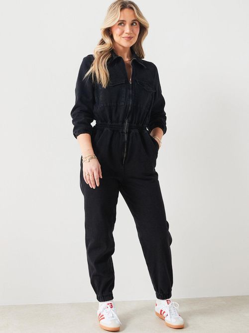 V by Very Denim Utility Jumpsuit - Blue