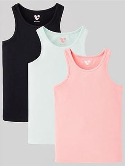 V By Very Girls 3Pk Rib Vest...