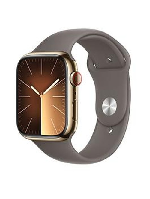Apple Watch Series 9 (Gps + Cellular), 45Mm Gold Stainless Steel Case With Clay Sport Band - S/M