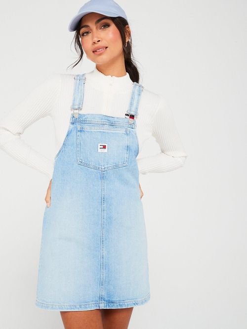 DENIM PINAFORE DRESS - Blue