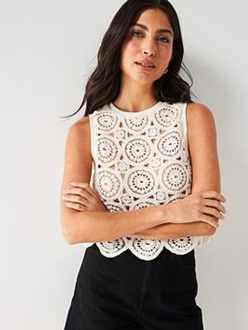 V By Very Crochet Shell Top -...