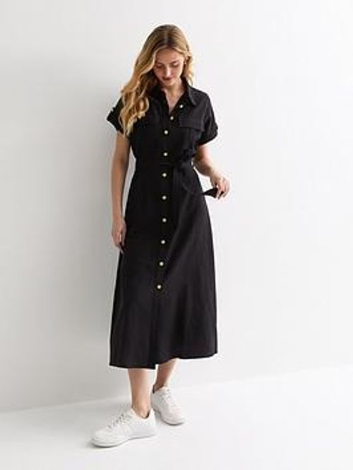 New Look Black Utility Belted...