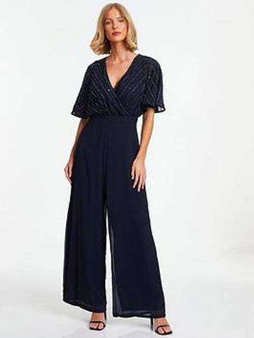 Quiz Navy Embellished Palazzo...