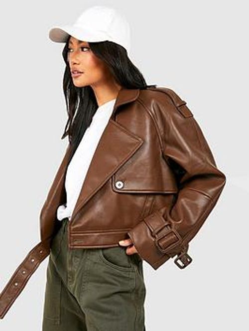 Boohoo Cropped Faux Leather...