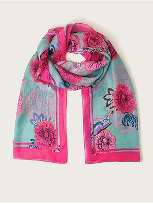 Monsoon Silk Flower Long Scarf