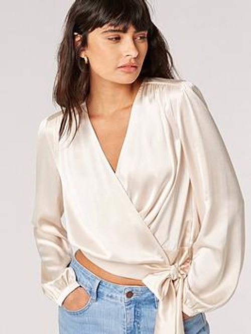 Apricot Casa Satin Wrap Top