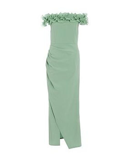 Quiz Sage Green Ruffle Bardot...