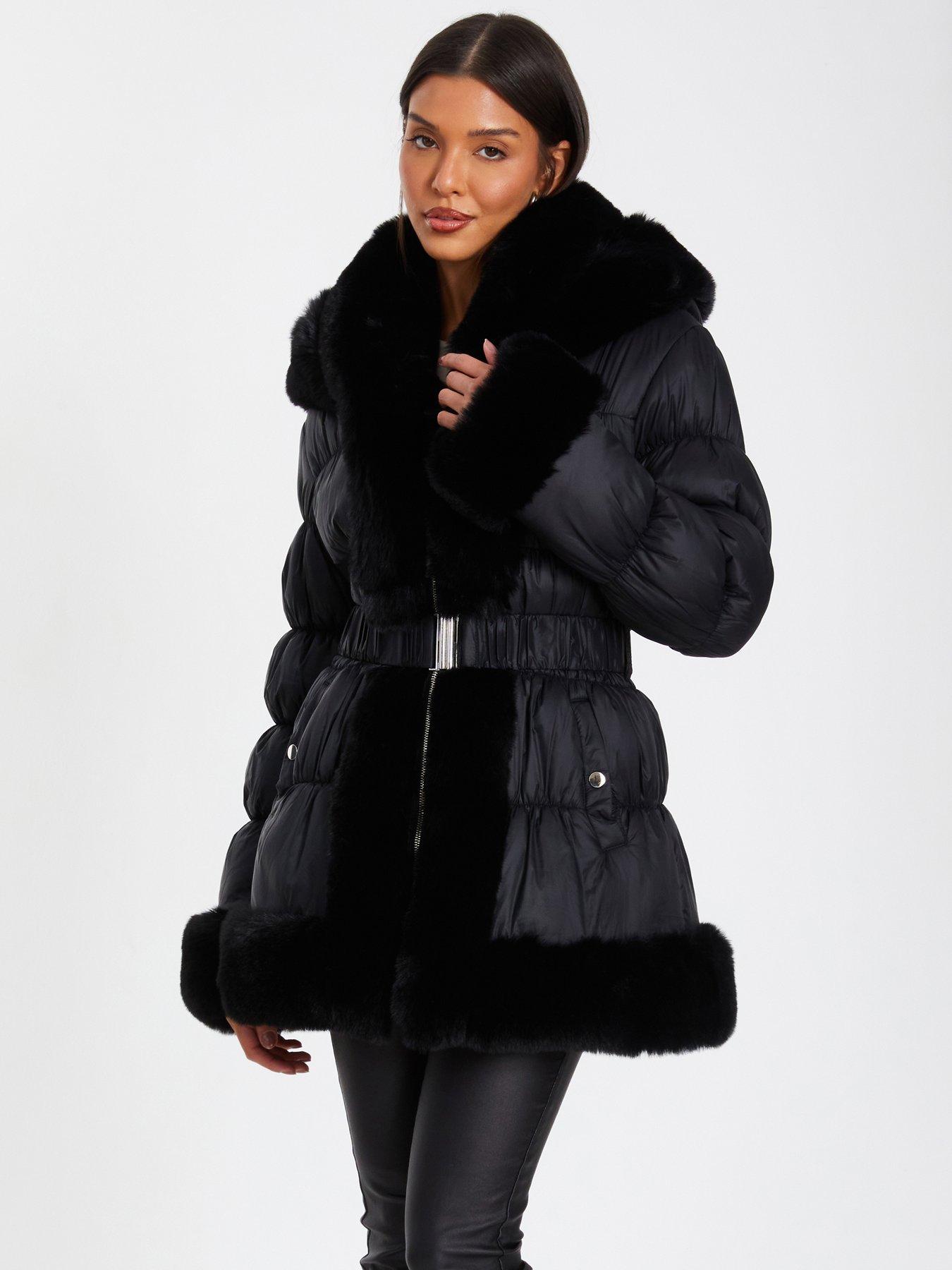 Quiz faux fur jacket deals