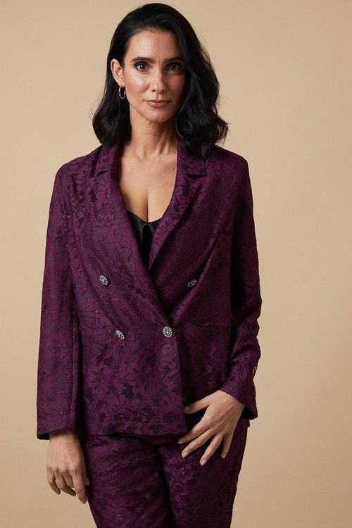 Womens Petite Purple Lace...