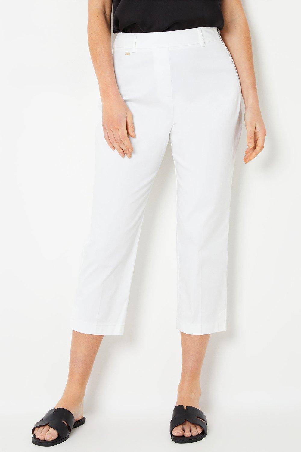 Petite Side Zip Stretch Crop Trousers  Wallis EU