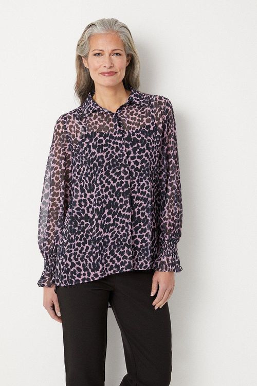 Womens Blush Leopard Shirred...