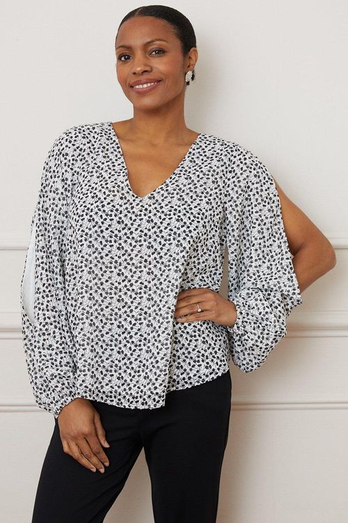 Womens V Neck Split Sleeve...