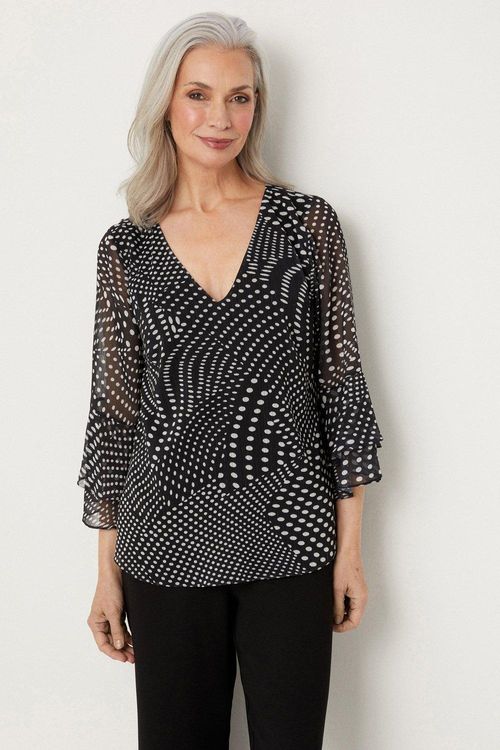 Womens Black Patchwork Spot...