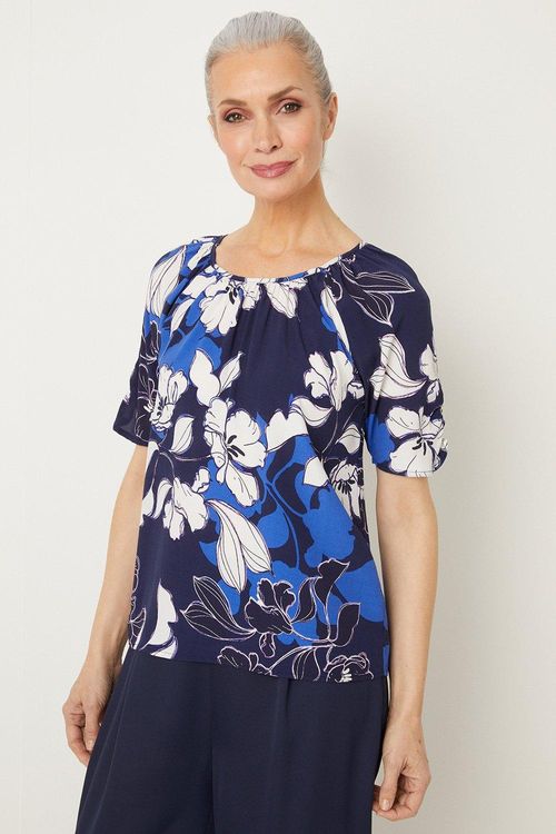 Womens Blue Stencil Floral...