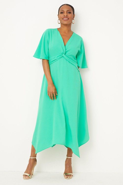 Womens Plain Twist Front Midi...