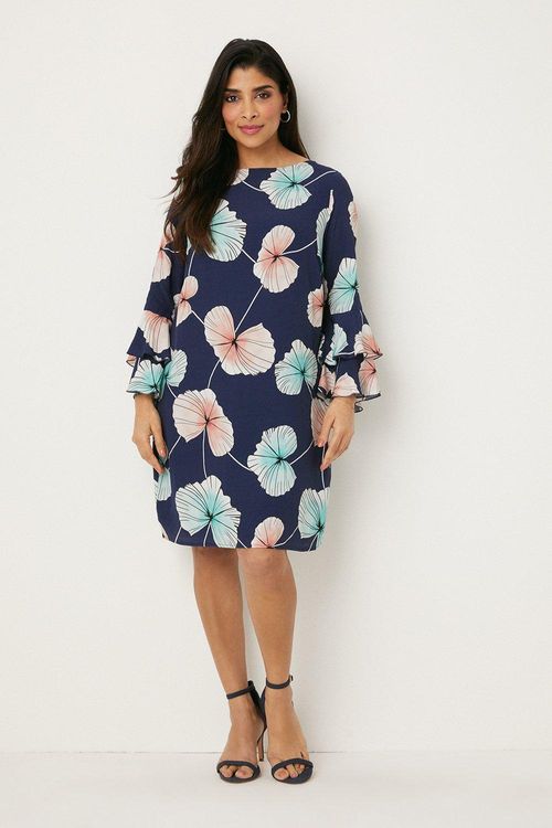 Womens Petite Navy Leaf Print...