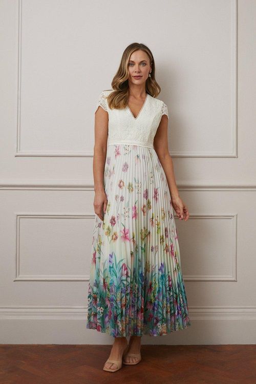 Womens Floral Ombre Pleated...