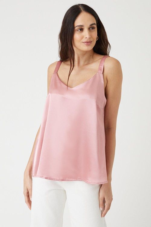 Womens Satin V Neck Cami Top