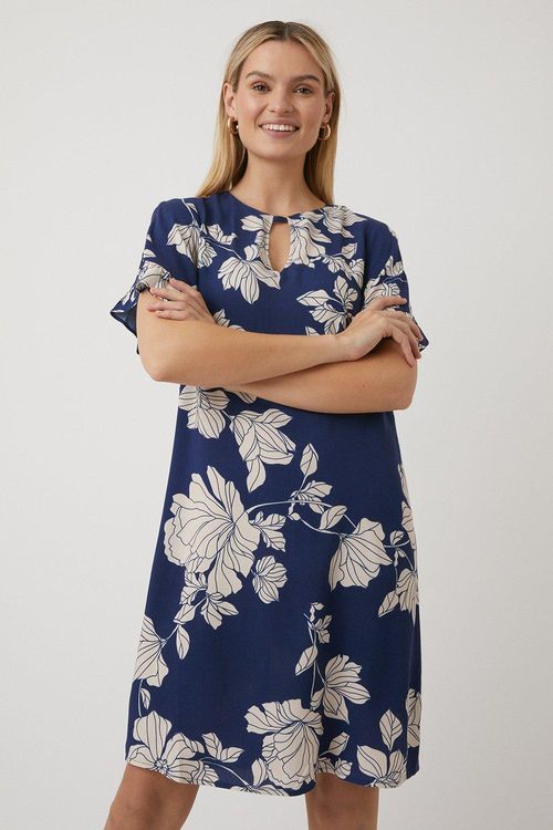 Womens Navy Floral Shift Dress