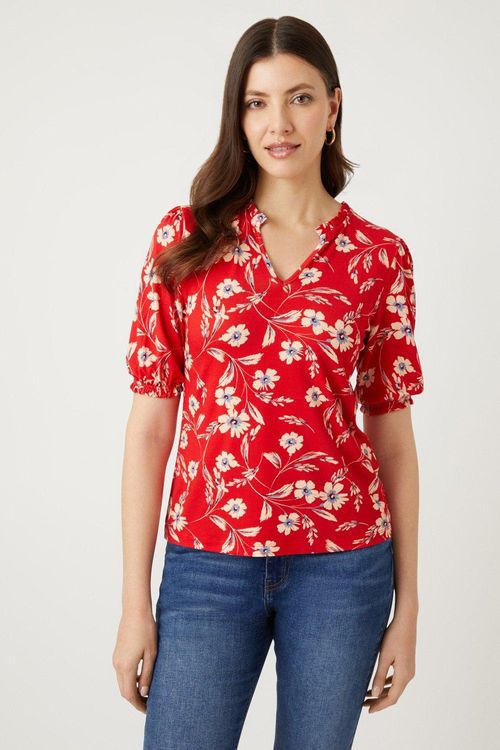 Womens Red Floral Print...