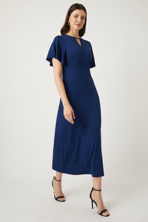 Womens Navy Keyhole Midi Dress