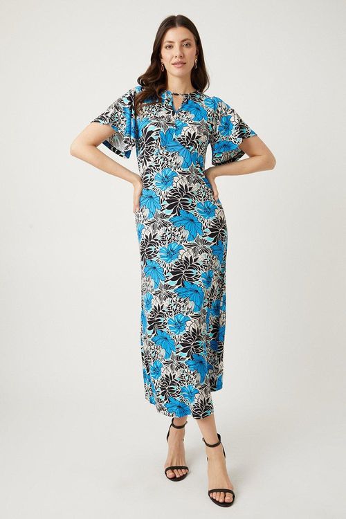 Womens Navy Floral Keyhole...