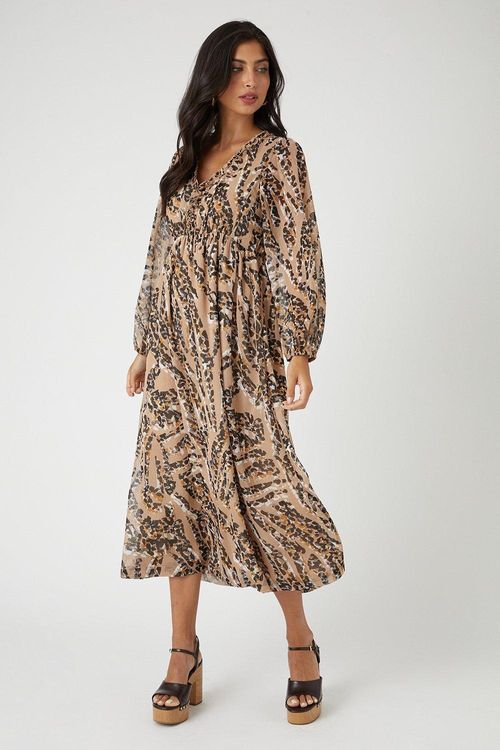 Womens Animal Print Ruffle...