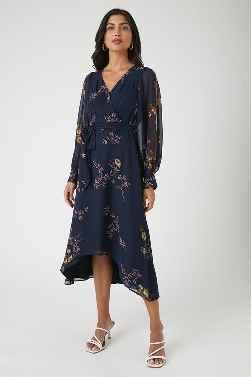 Womens Navy Floral High Low...