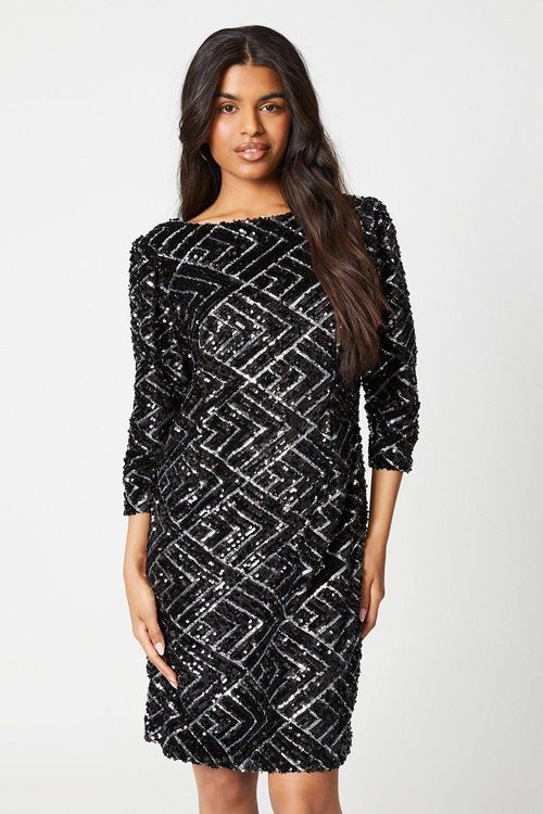 Womens Petite Sequin Shift...