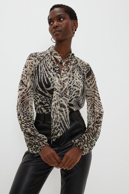 Womens Animal Print Shirred...