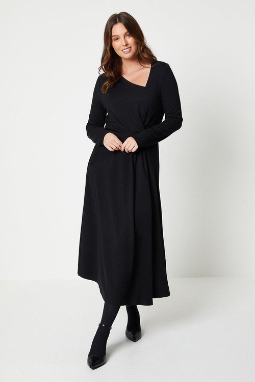 Womens Ponte Twist Midi Dress