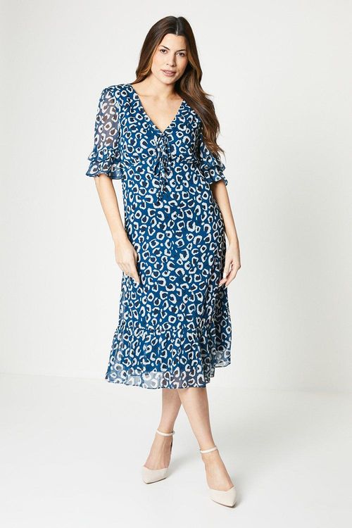 Womens V Neck Midi Tea Dress