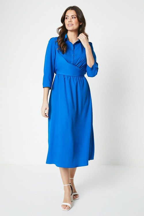 Womens Wrap Waist Shirt Dress