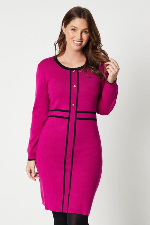 Womens Tipped Midi Dress