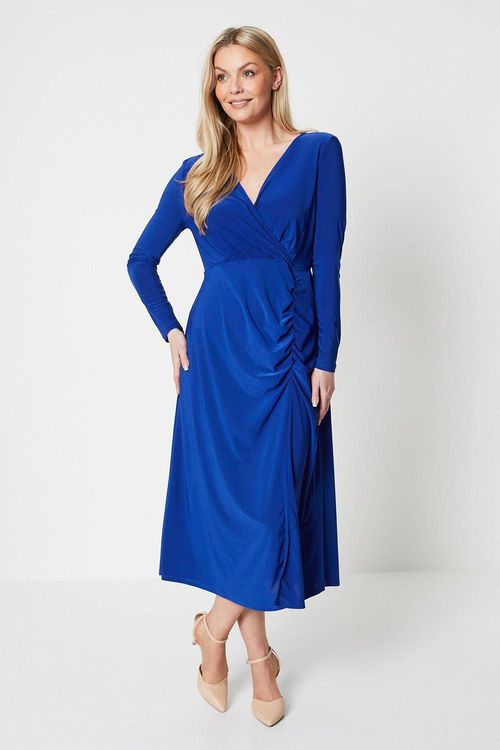 Womens Ruched Waist Wrap Dress