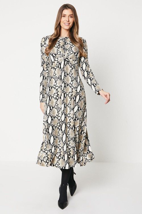 Womens Knot Detail Print Midi...