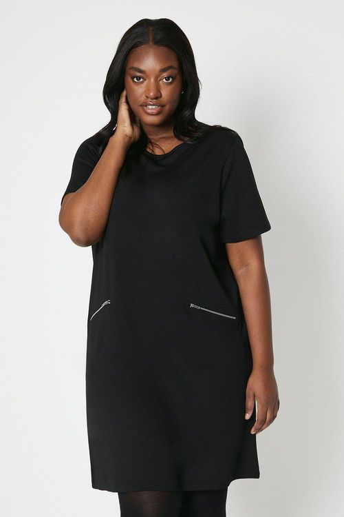 Womens Curve Plain Zip Ponte...