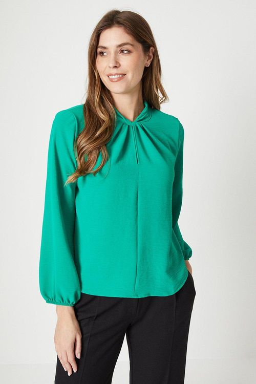 Womens Petite Twist Neck Top