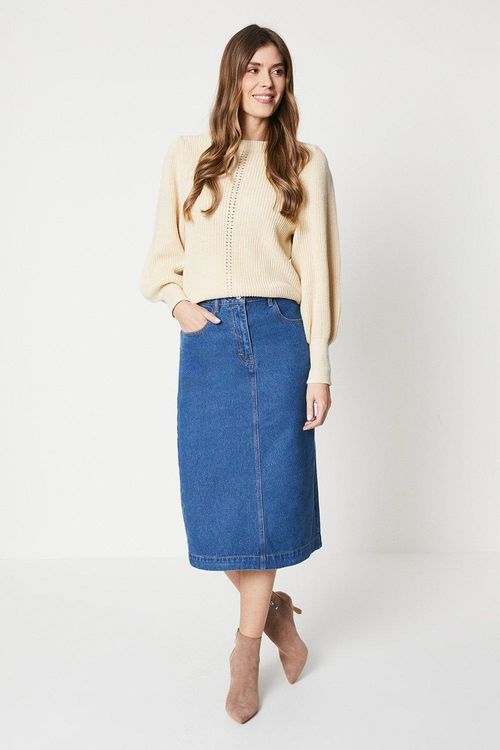 Womens Denim Midi Skirt